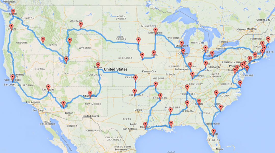 Road Trip Cities Map