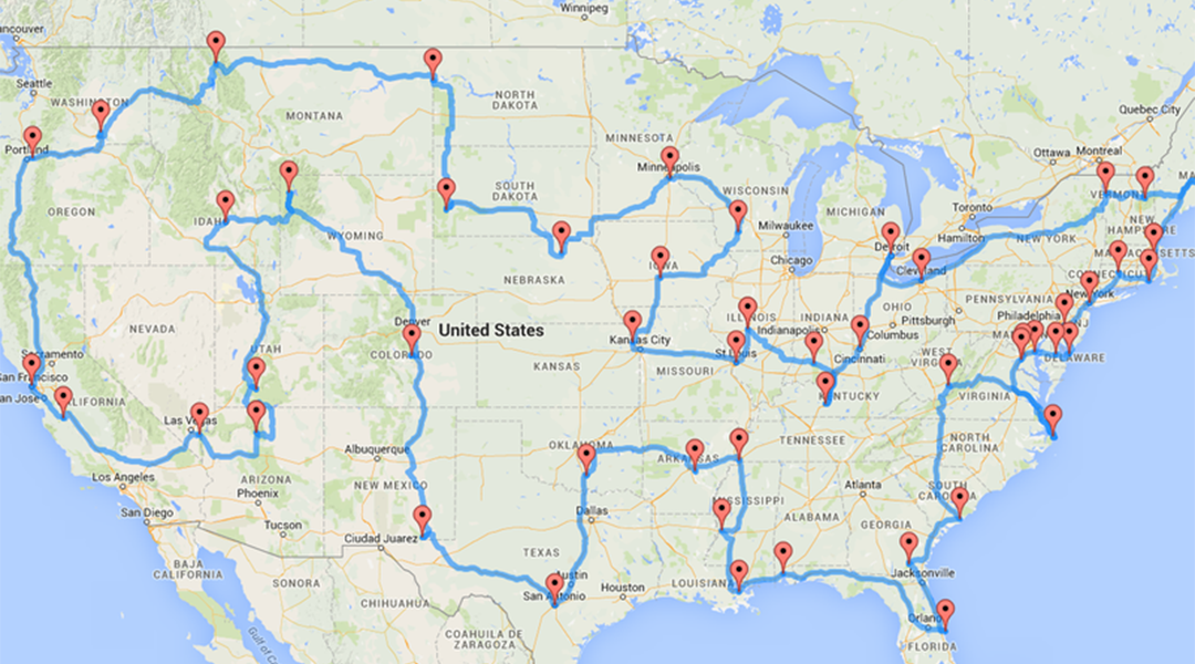 Road Trip Landmarks Map